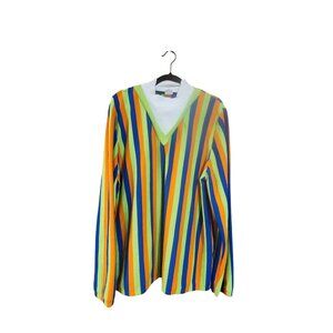 Sesame Street BURT XL Striped Sweater Multicolor Long Sleeve Knit Pullover Unise